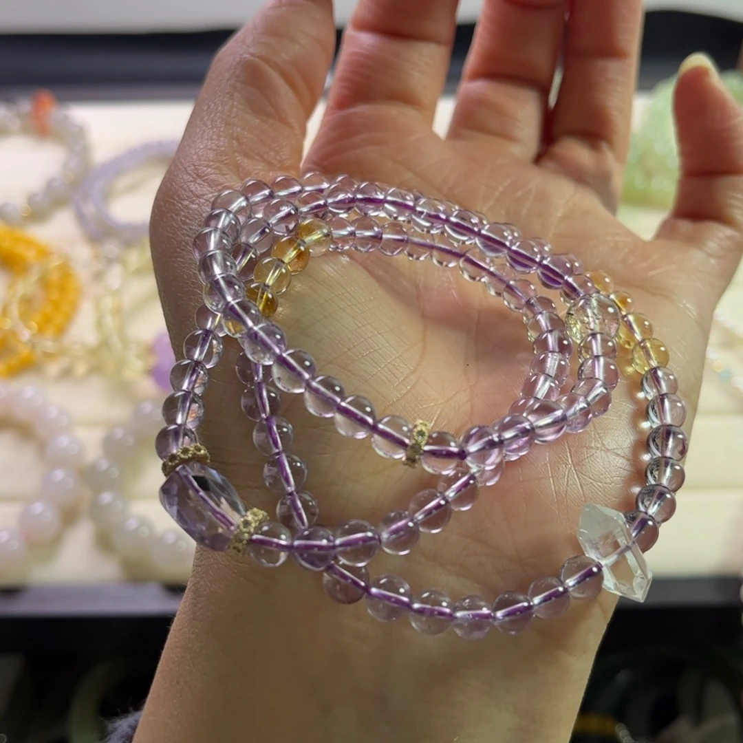 三圈手链未镶嵌水晶威**石