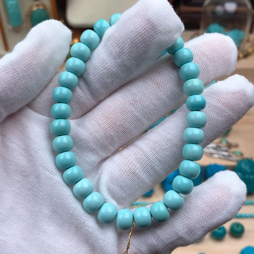 绿松石未镶嵌绿松石老型手串