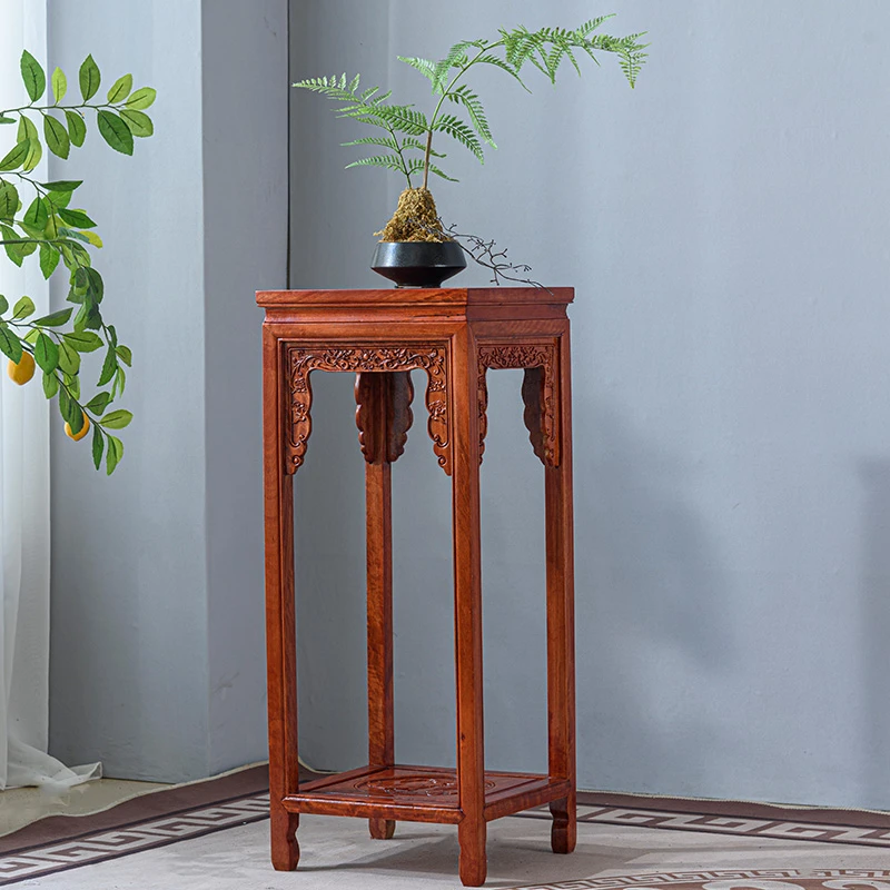 花梨木实木年年有鱼花架尺寸32*32*80cm