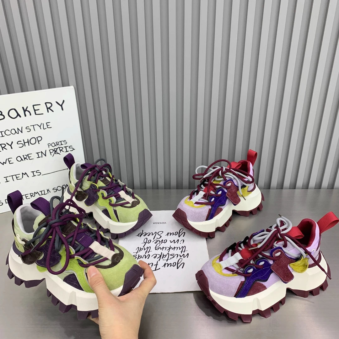 韩版厚底华夫阿甘鞋女2025春秋新款磨砂皮百搭时尚圆头系带老爹鞋