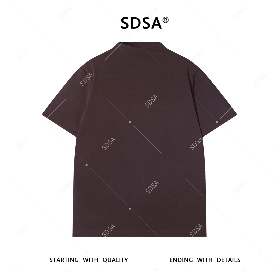 夏季高级感新款男士净版纯色交叉立领短袖T恤百搭简约休闲上衣