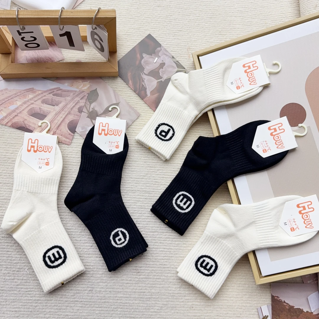 YNS-6208 五双儿童休闲韩系笑脸黑白儿童袜