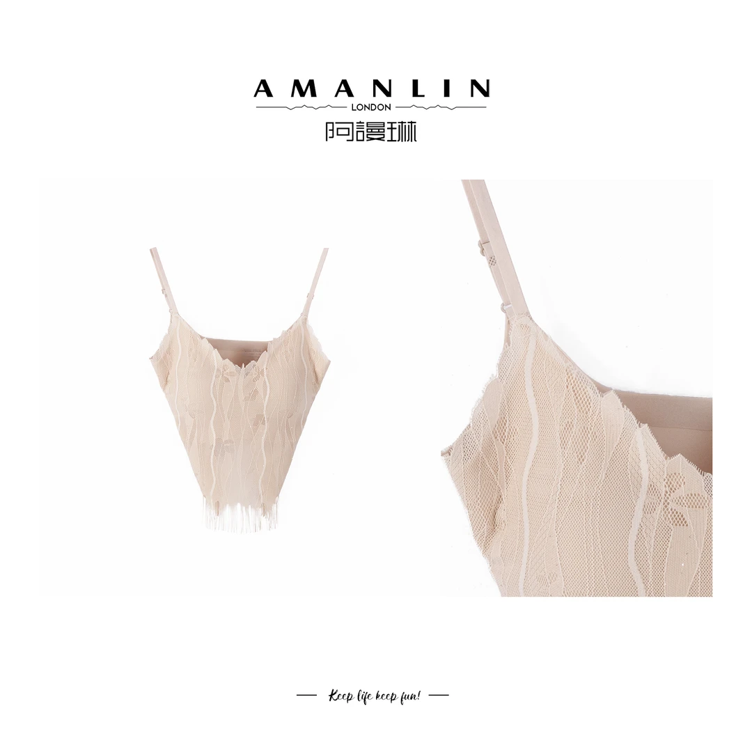 【AMANLIN】冬季设计感百搭气质时尚蕾丝美背吊带打底辣妹风F595155