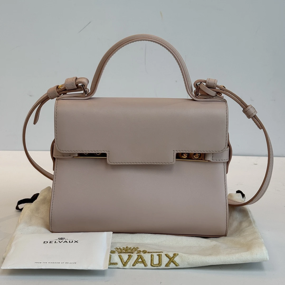 95新 Delvaux/德尔沃 Tempete粉金手提单肩斜挎包 12616