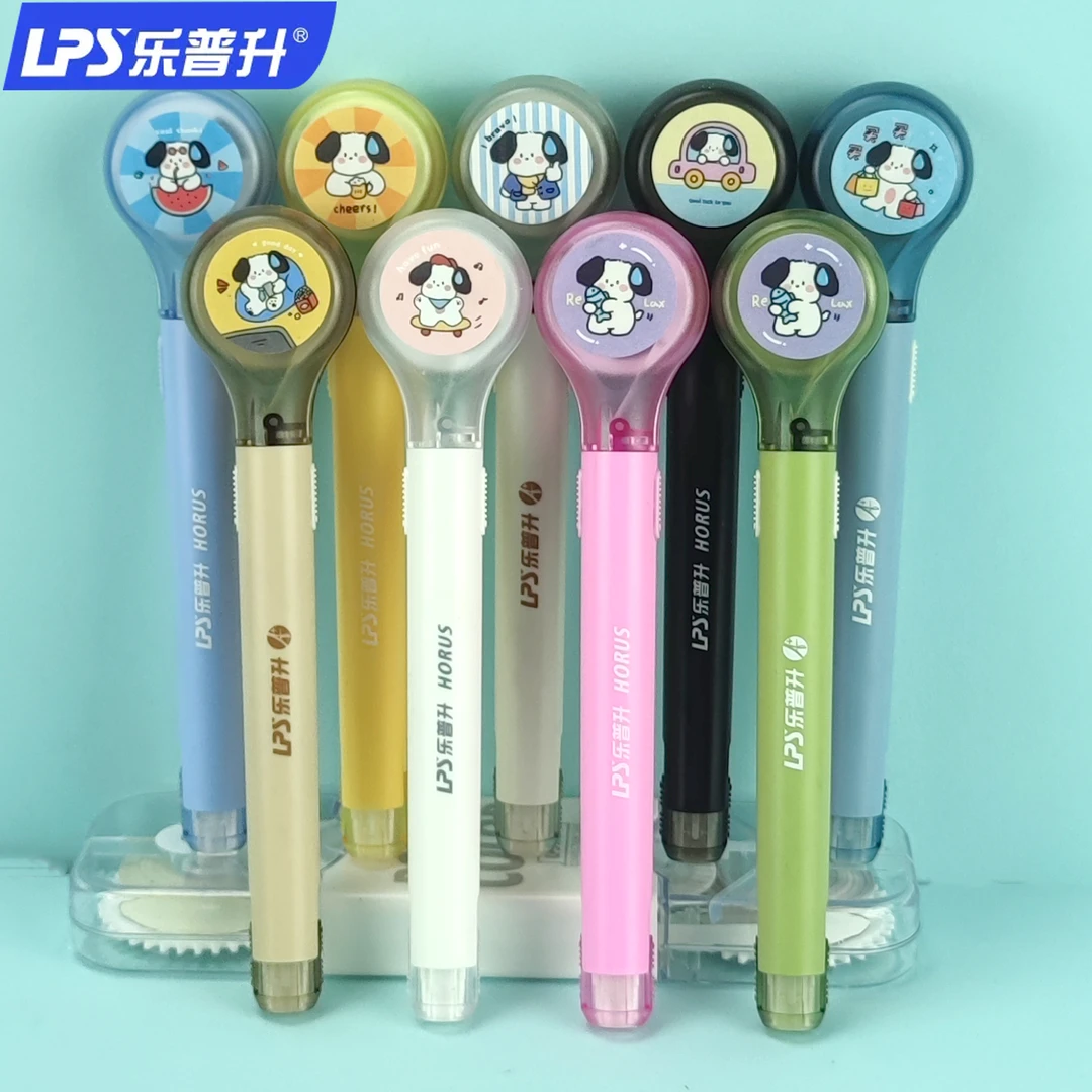 乐普升修正带笔式可换替芯学生专用大容量透明高颜值涂改带改正带