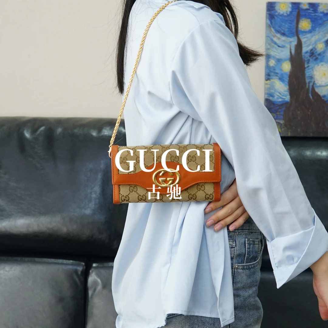 95新 GUCCI/古驰 老花双G链条钱包/YW05518012/8012