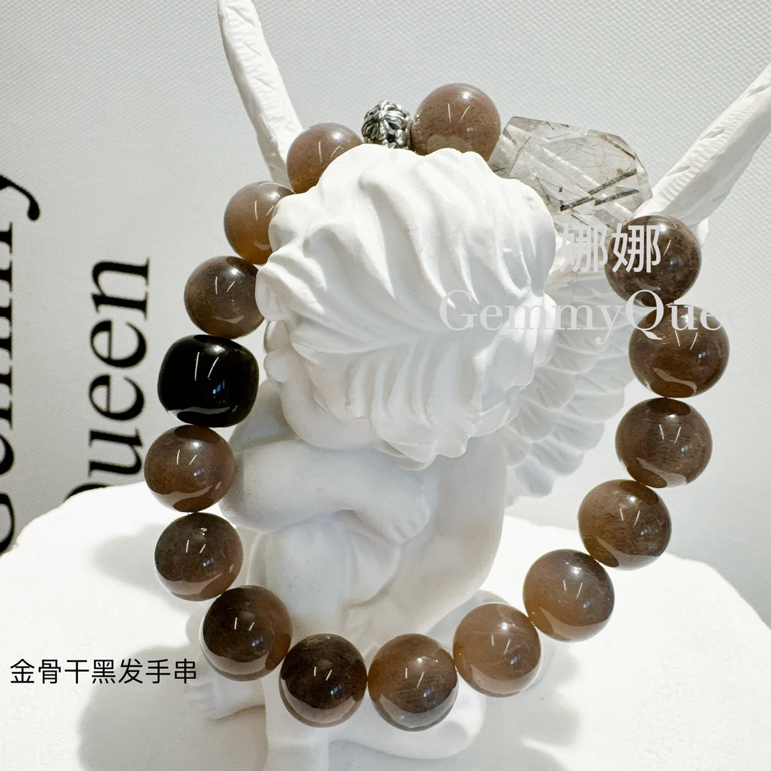 925银仿水晶手链 娜娜GQ “金骨干黑发”10-12mm手串 多样性