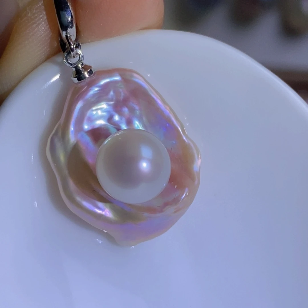 银S925镶嵌天然淡水珍珠淡水珍珠