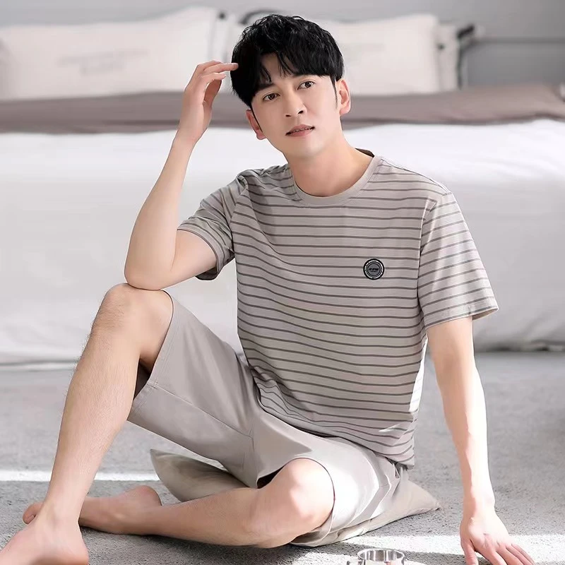 夏季高档男士莫代尔睡衣短袖短裤2025新款凉爽圆领简约宽松家居服