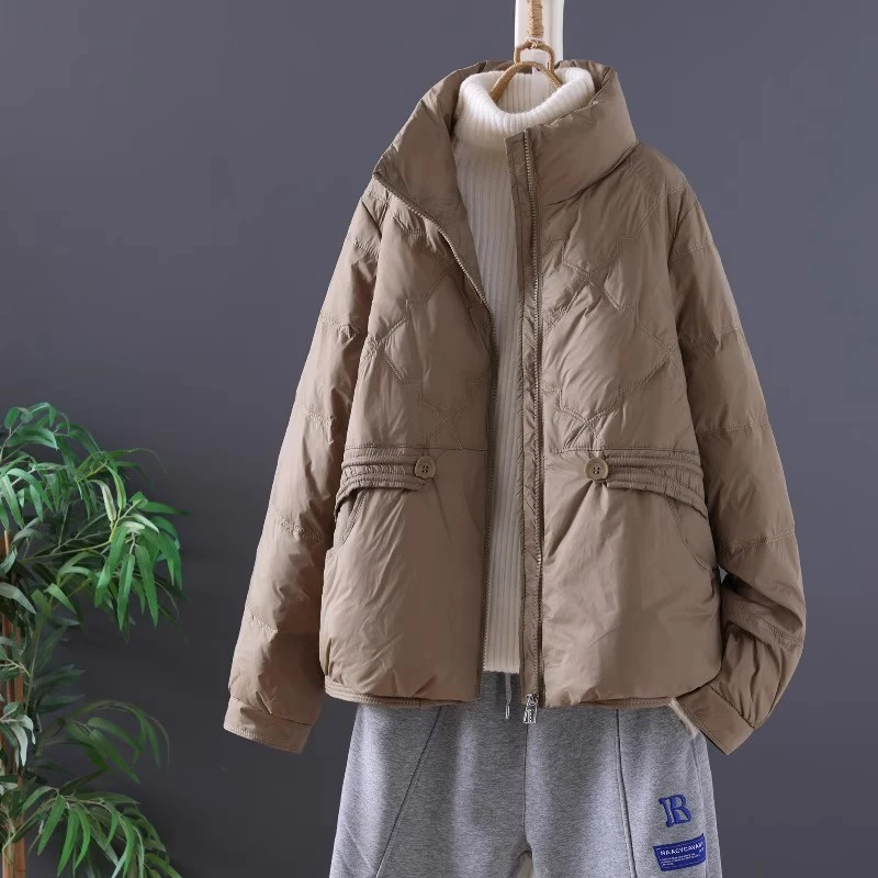 夹棉加厚保暖棉衣冬季女秋冬爆款宽松时尚设计感拉链轻薄棉服外套