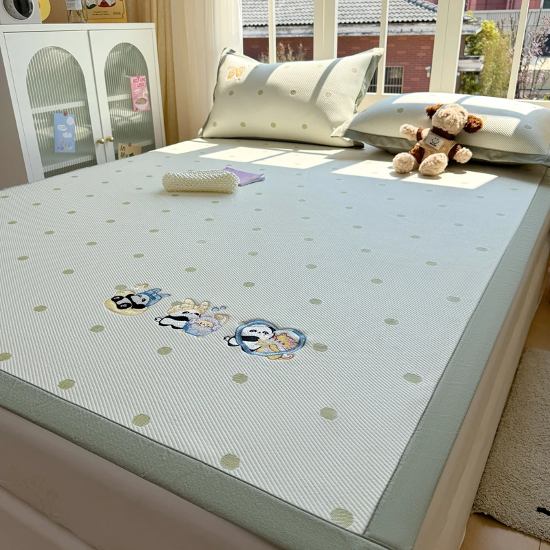 A类冰豆豆凉席床席三件套夏季新款儿童冰丝软席子单人空调席床笠