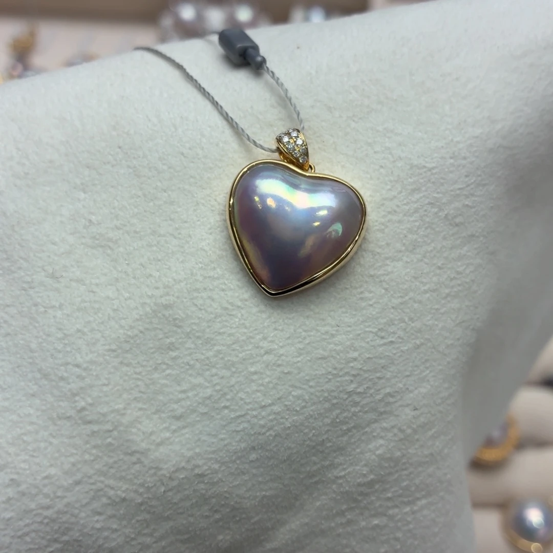 吊坠(不含链)18K金镶嵌拼合珍珠（马贝珠）15-16