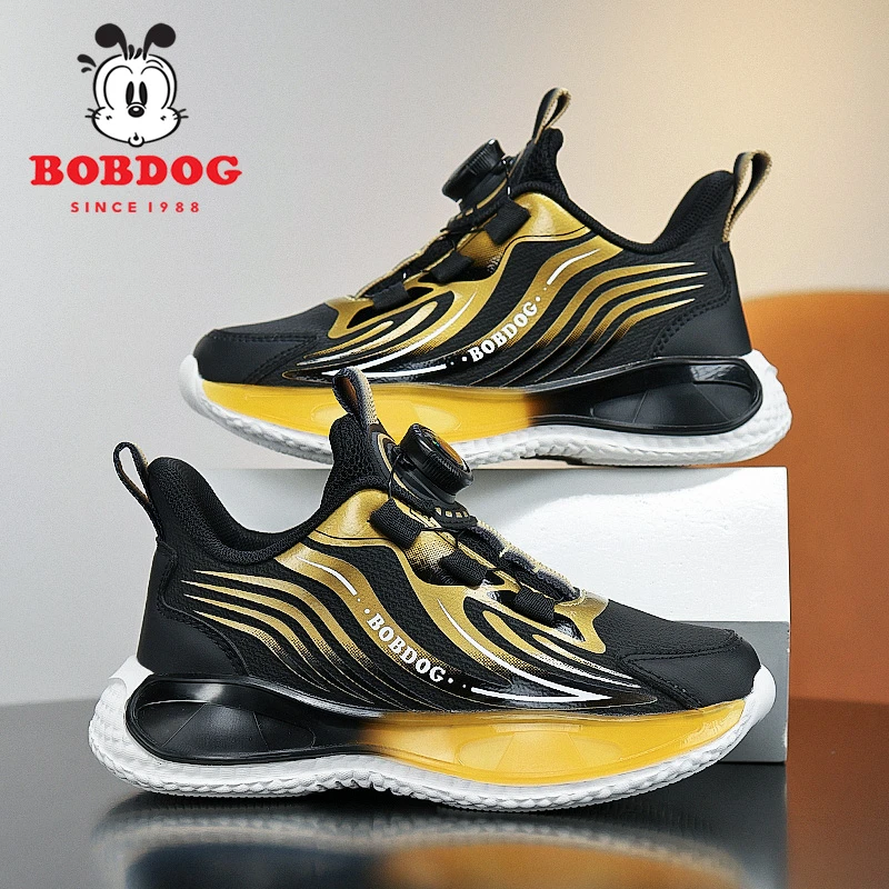 巴布豆男童运动鞋儿童篮球鞋皮面防水秋冬2025新款中大童跑步鞋