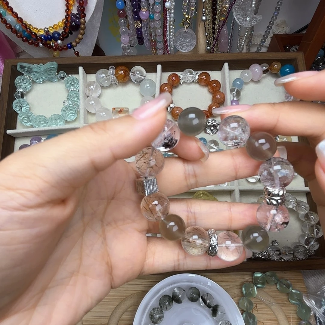 烟晶手链银S925镶嵌