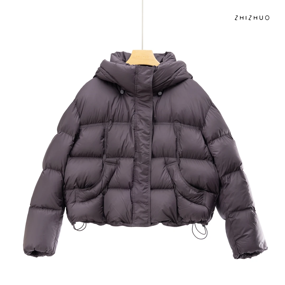 ZHIZHUO/慢调生活短款小立领带帽蓬松保暖面包羽绒服