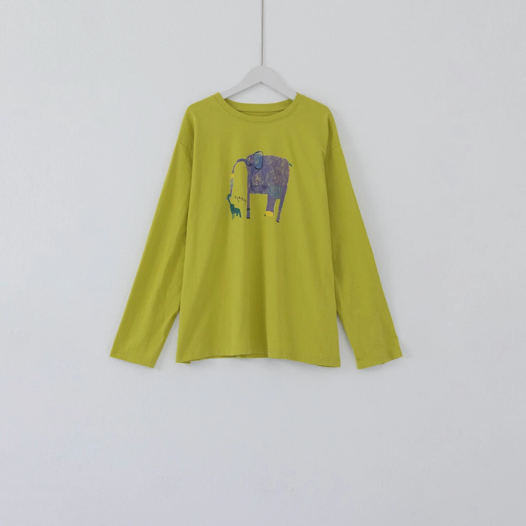 几里与麻 休闲创意通勤文艺风百搭长袖T恤 衣长64胸围116 2091982