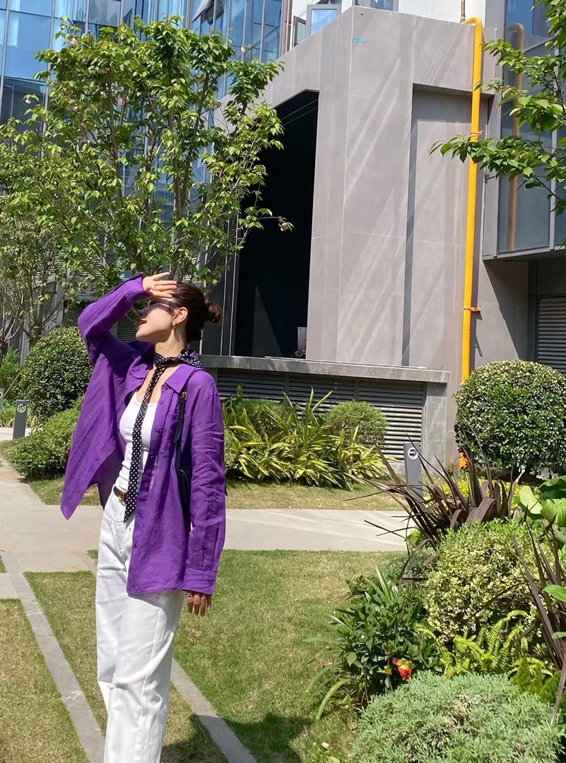 LIVELY.YAN俪妍新款苎麻衬衣