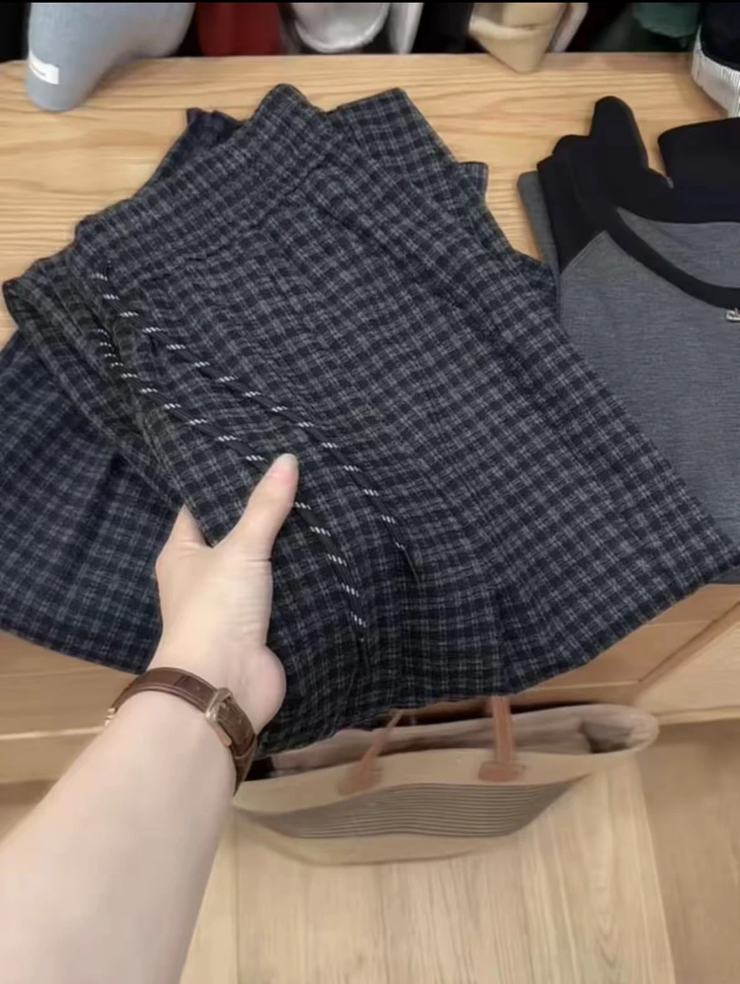 【小格纹条纹裤】巨遮肉！百搭好穿直筒阔腿长裤女秋冬新款