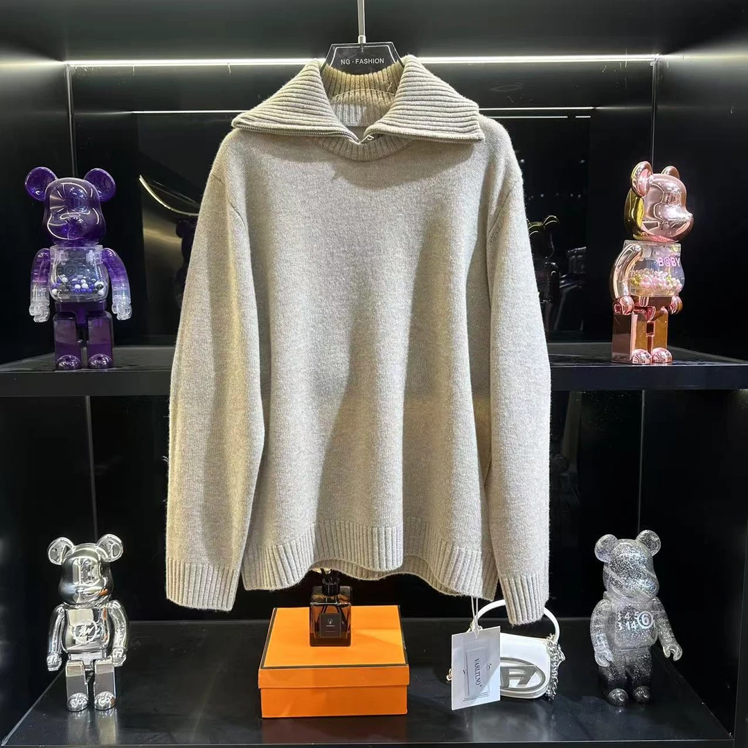 【DAXIU轻奢】秋冬针织衬衫领套头复古极简毛衣针织衫-9182-1