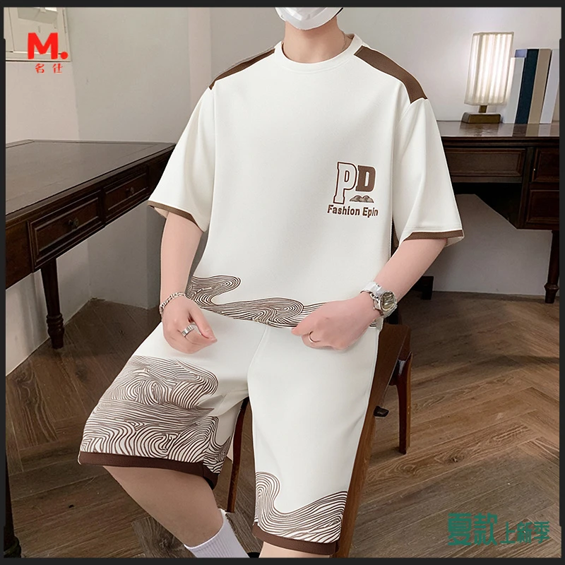 2025新款休闲运动套装男夏季薄款宽松潮牌短袖短裤两件套潮流男装