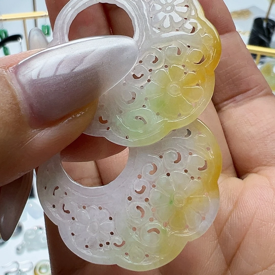 翡翠未镶嵌耳饰天然缅甸A货翡翠