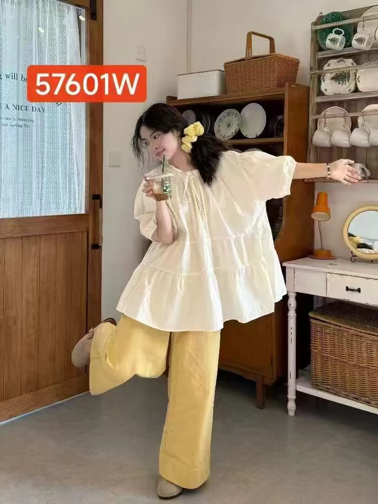 W阿薇-特大码300斤 西西里漫画 减龄衬衫上衣 57601