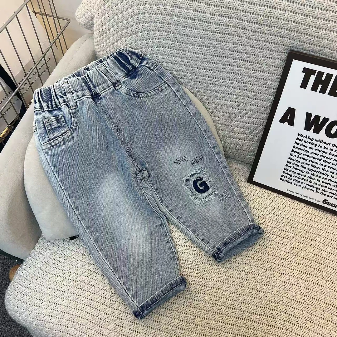 【自营｜超软水洗工艺 刺绣工艺】男童春款牛仔裤萝卜裤0218009