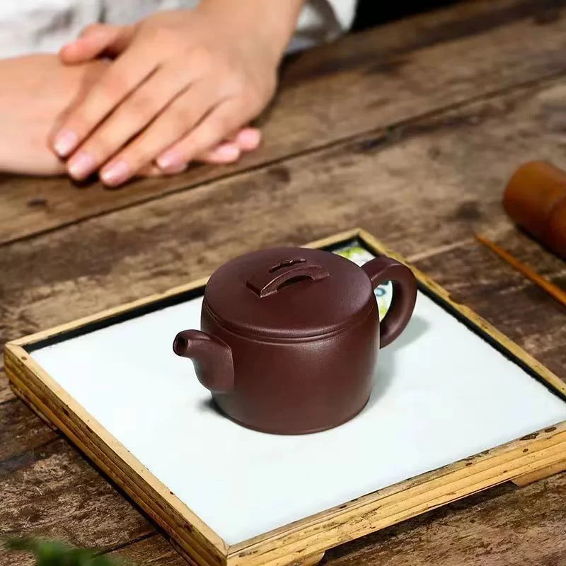 宜兴紫砂壶光器汉瓦 紫茄泥 周粉兰