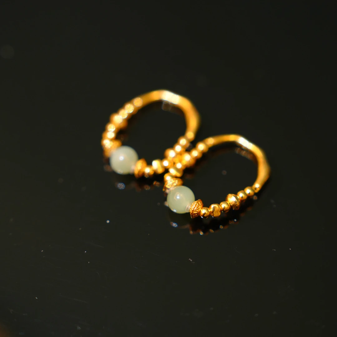 【初见珠宝】S925银和田玉戒圈27-3C364X93【多样性发一件】珠：5mm