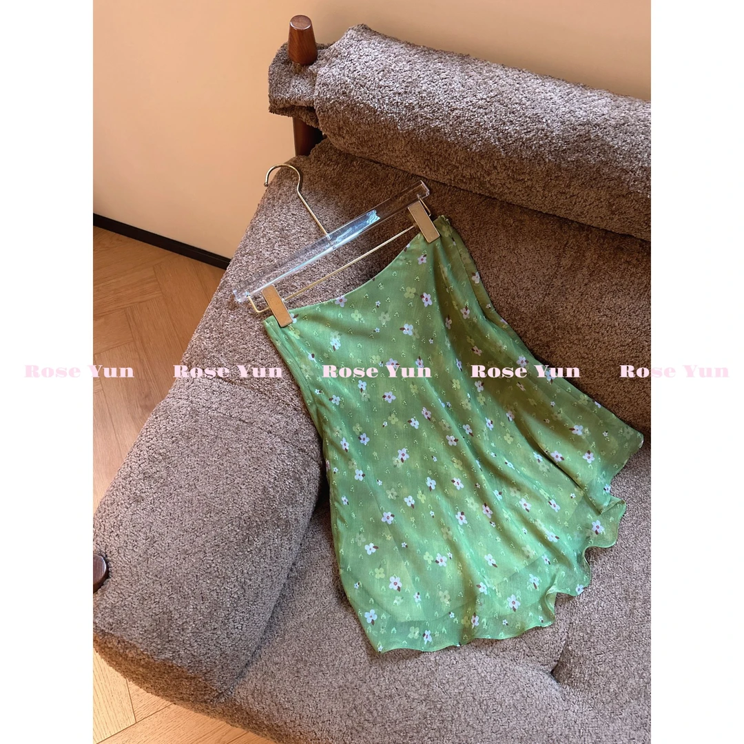 【Rose Yun】孔雀绿法式印花网纱鱼尾裙 JY055082