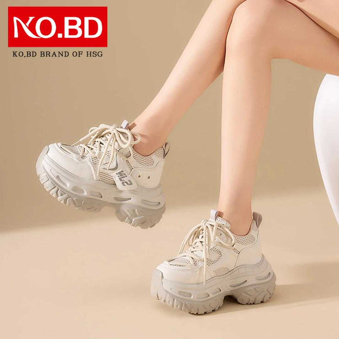 柯百蒂10cm小个子厚底内增高老爹鞋2025新款休闲真皮松糕鞋A517