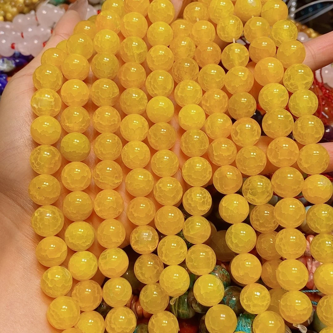 玛瑙/玉髓散珠12mm黄龙鳞玛瑙一条