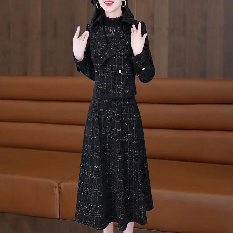 新中式时尚套装裙女2025秋冬新款气质名媛修身显瘦外套高档两件套