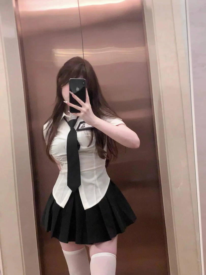 纯欲风法式辣妹JK制服套装夏季学院风收腰短袖衬衫女百褶裙两件套