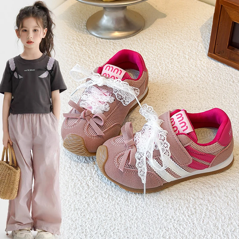 ABC女童鞋运动鞋2025秋季新款儿童时尚德训鞋学生双网透气休闲鞋