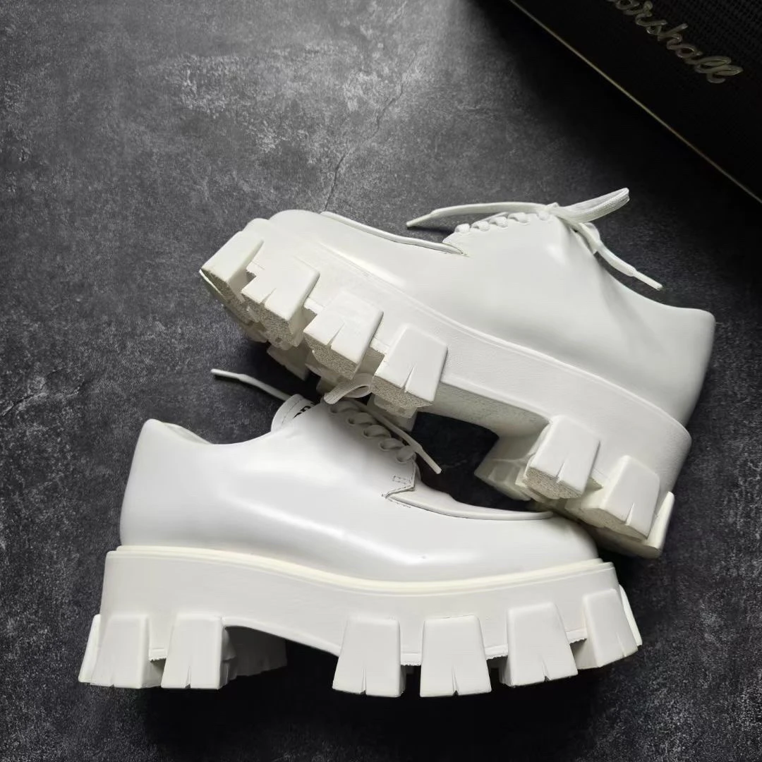 99新 Prada/普拉达 MONOLITH 白色 36码 厚底乐福鞋