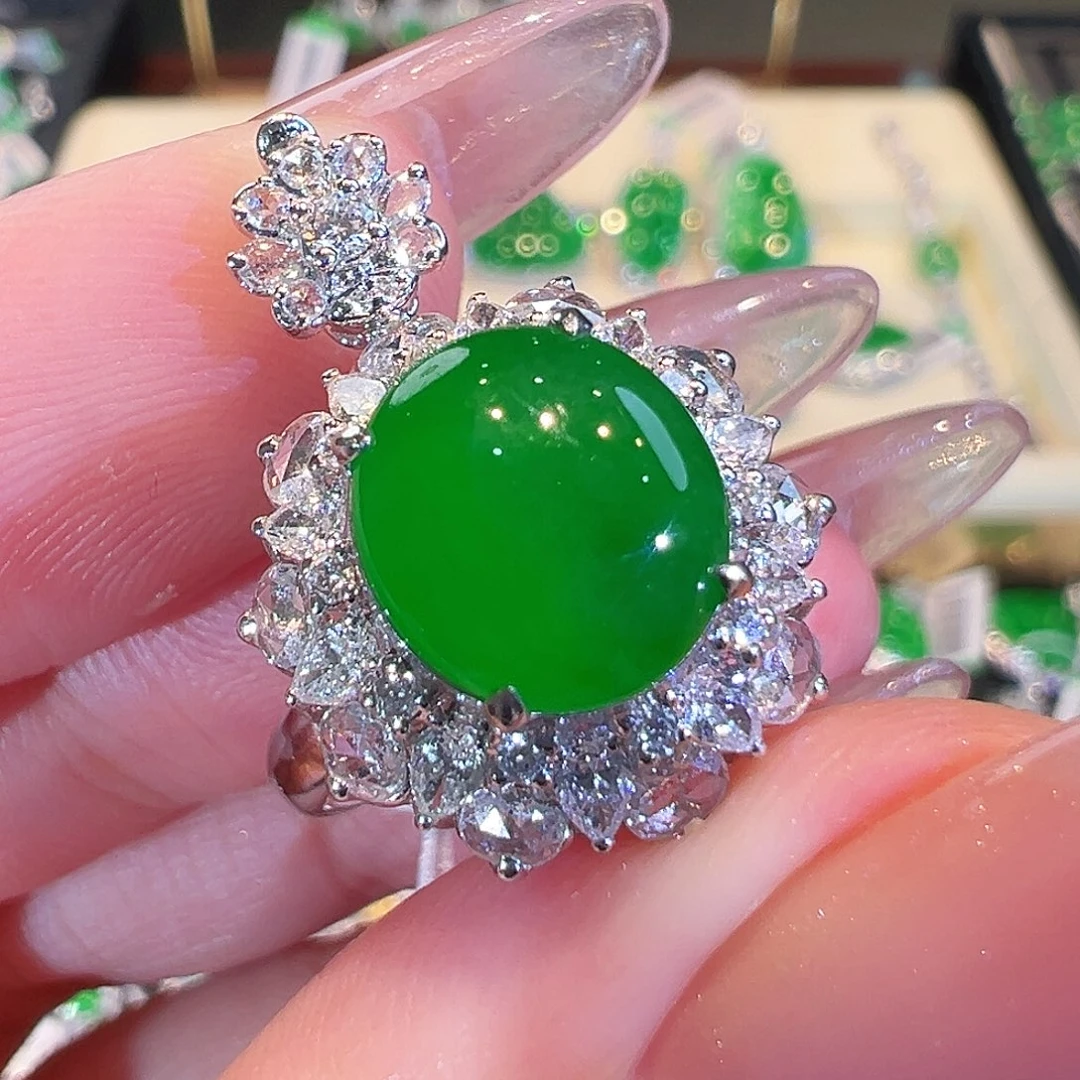 翡翠吊坠(不含链)18K金镶嵌两用款