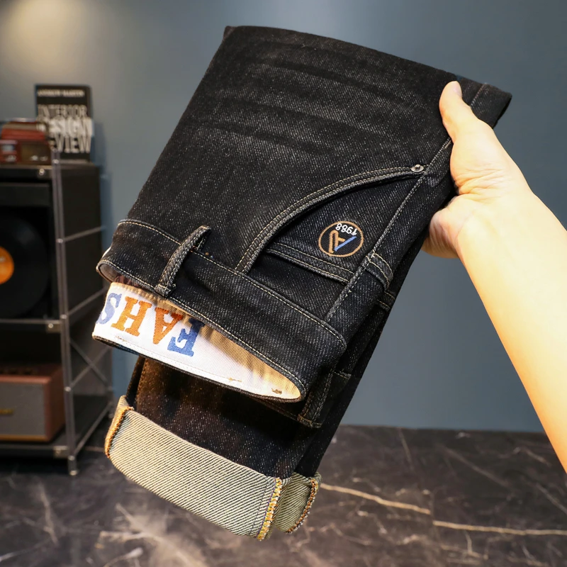 秋冬新款高端潮牌质感牛仔裤男韩版修身小脚弹力百搭舒适时尚长裤