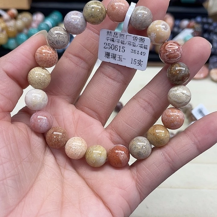 未镶嵌手串硅化珊瑚（珊瑚玉）中***子228