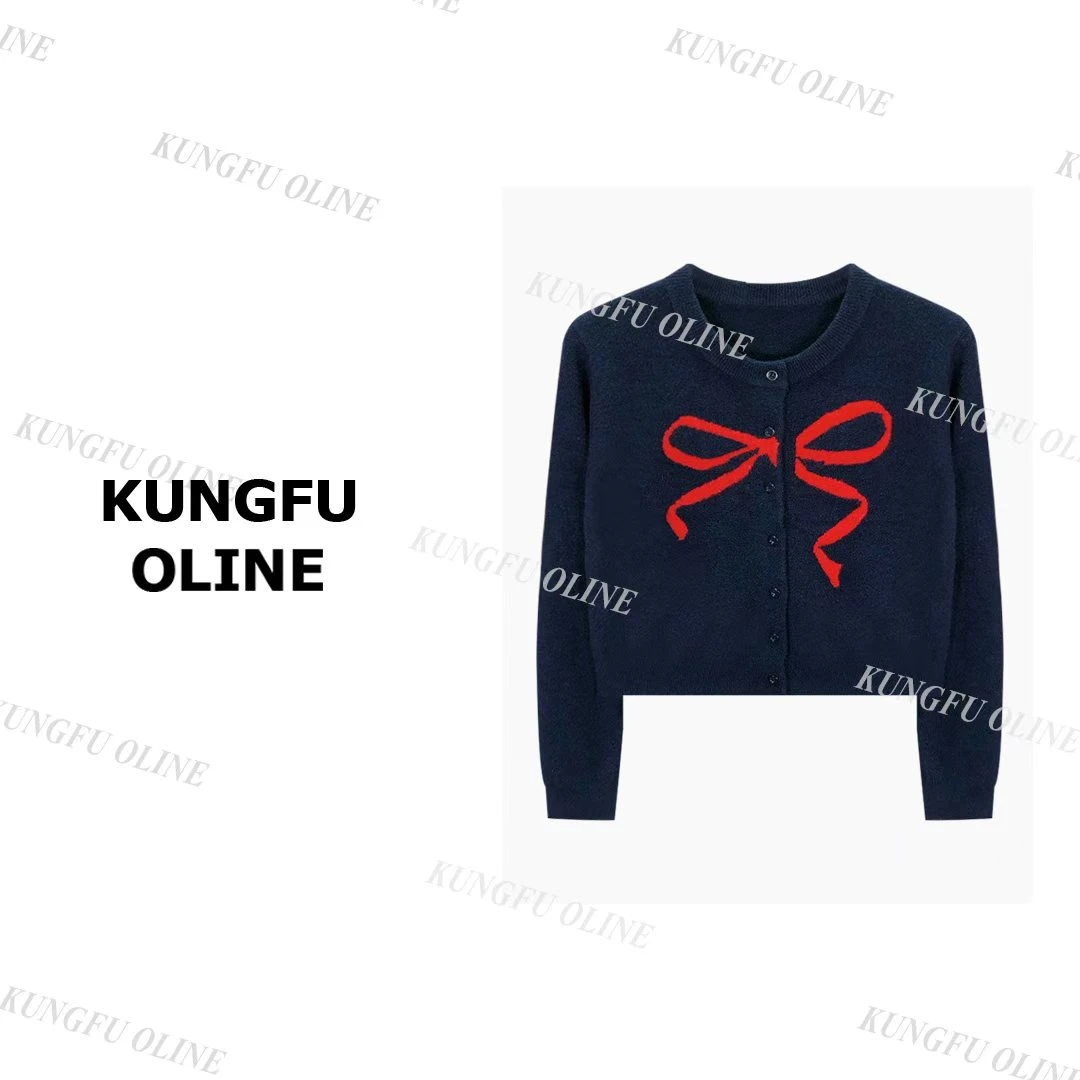 【蝴蝶结】KS19-26秋冬复古提花高级设计师长袖针织衫毛衣