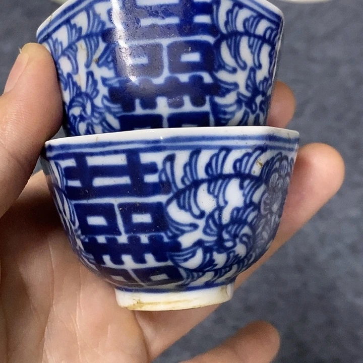 小***史青花杯子一对杯子