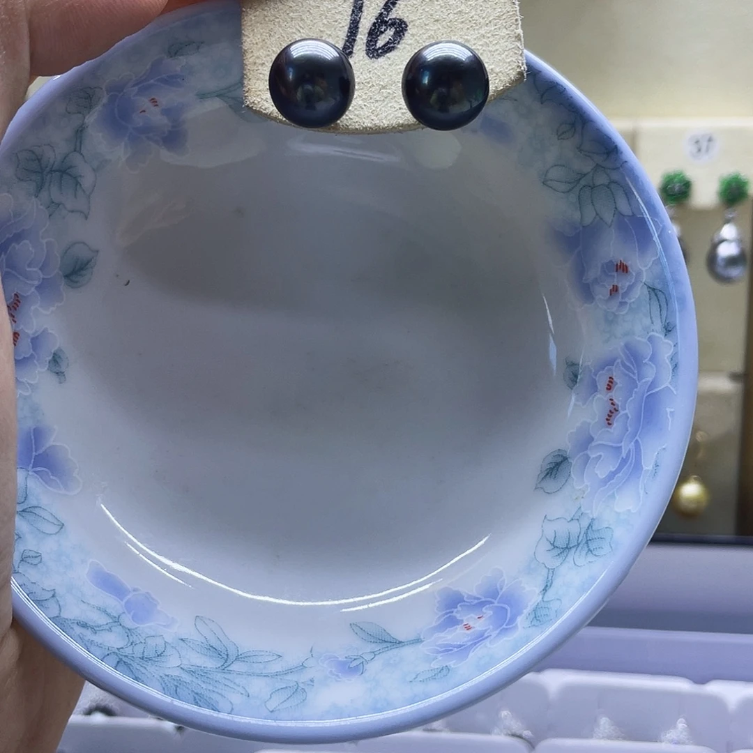 银S925镶嵌耳饰海水珍珠