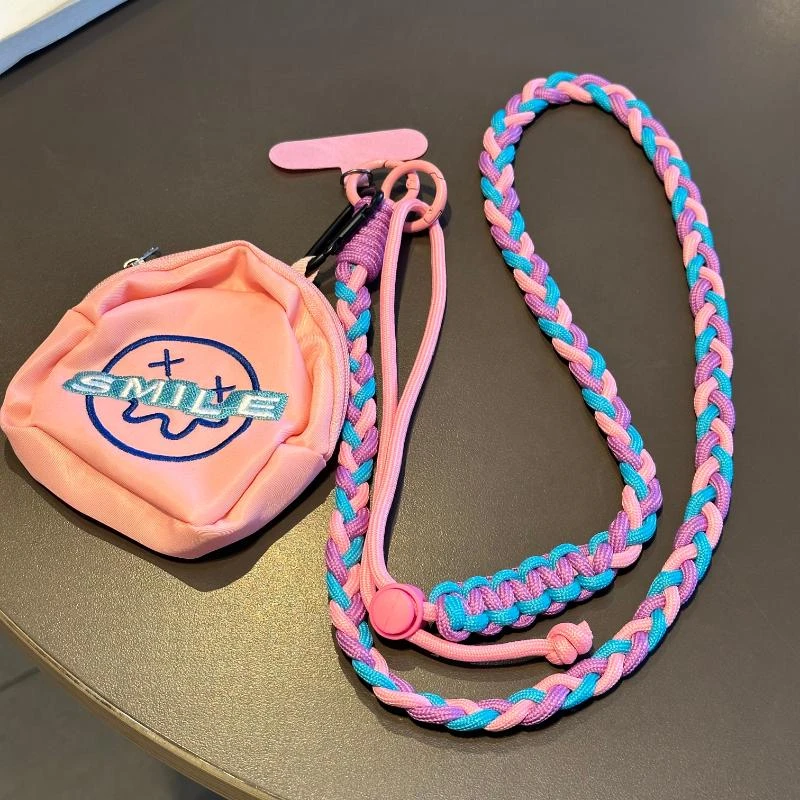 多巴胺配色手机壳挂绳可调节斜挎便携挂件收纳包多功能防丢挂链女