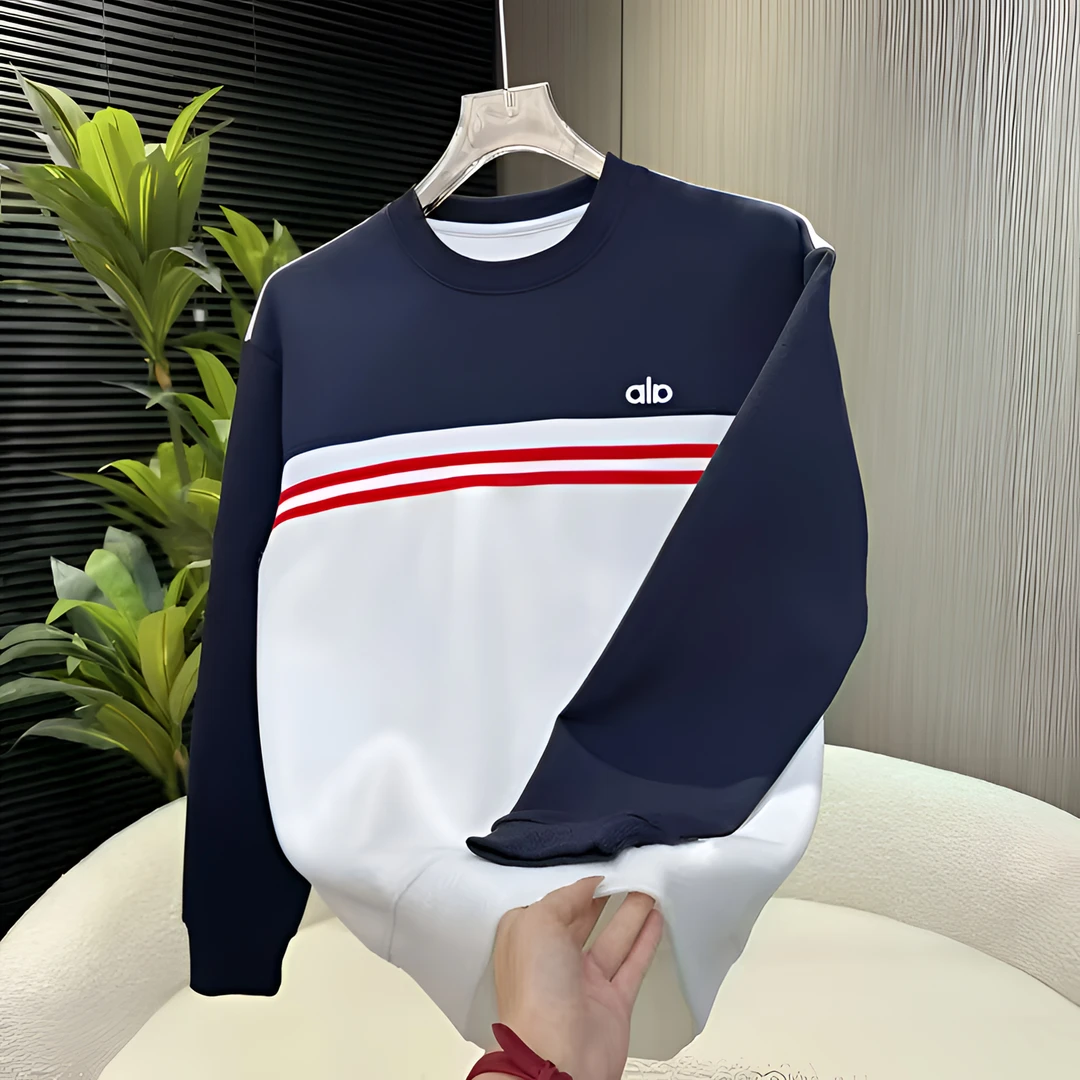 早秋美式潮流新款拼接字母刺绣卫衣男时尚潮流高级感痞帅休闲上衣