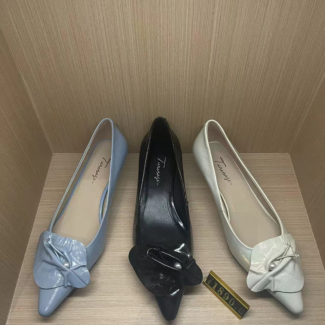 TROWSAGE/牛皮/3cm/尖头浅口单鞋高跟粗跟百搭女鞋25D280