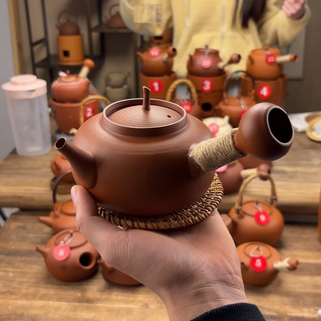 煮水煮茶甘甜 潮州砂铫壶 搭藤垫