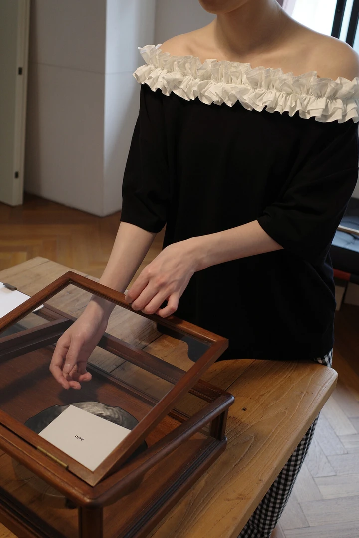 浪漫氛围 宽松慵懒露肩拼接T 一字肩软糯舒适上衣00875