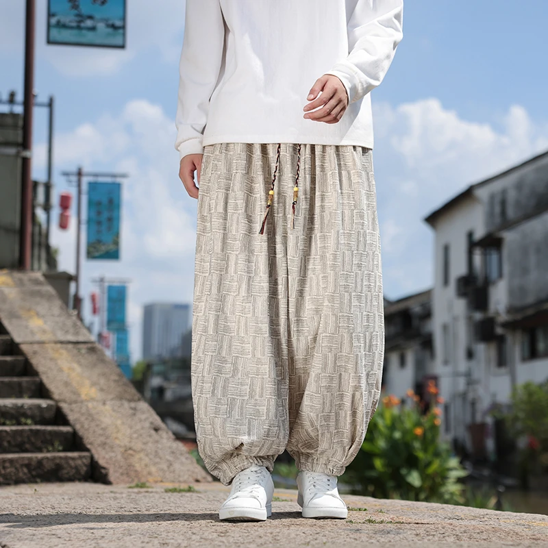 中国风潮流百搭宽松束脚裤男士秋冬大码阔腿小脚裤新款束脚休闲裤
