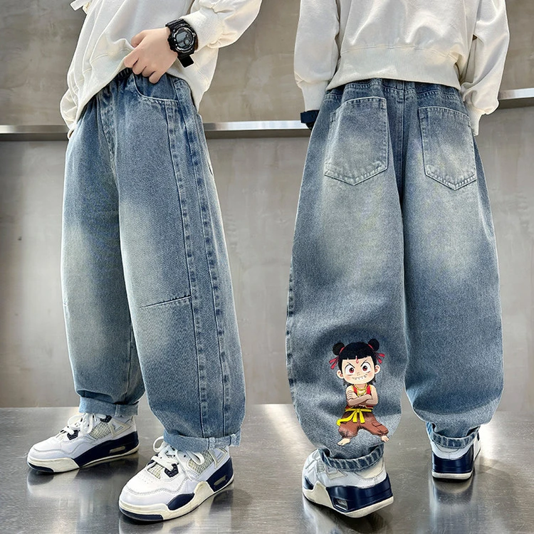 男童裤子哪吒儿童牛仔裤6-12岁潮款高级感爆款2025新款儿童春秋款