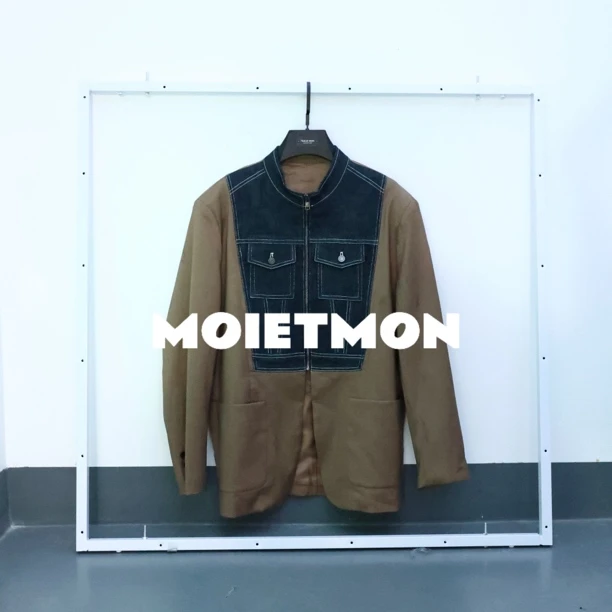 【Moi et mon】春季新款小众休闲时尚西装外套拼接拼色西装外套